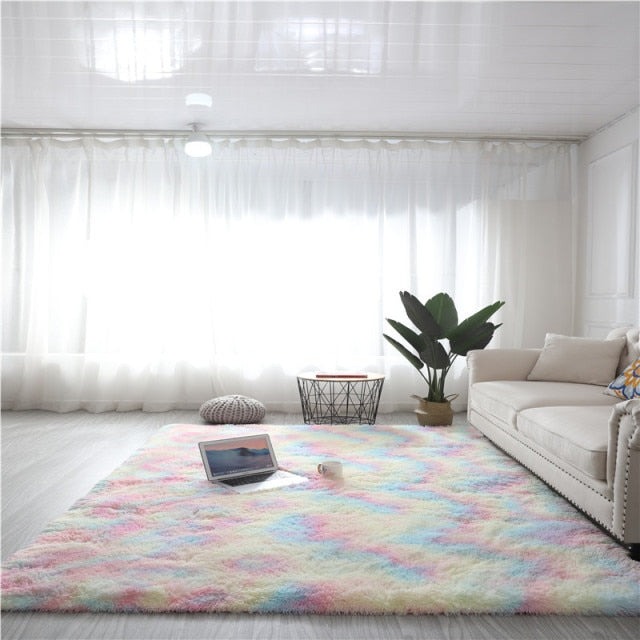 Large Rugs For Modern Living Room  Plush Carpet In Apartment Simple and Light Luxury Nordic Design Bedroom Decoration