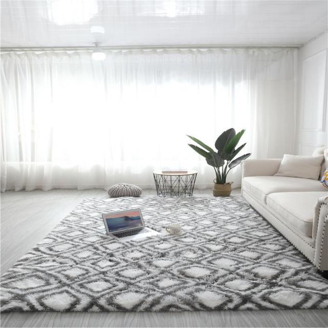 Large Rugs For Modern Living Room  Plush Carpet In Apartment Simple and Light Luxury Nordic Design Bedroom Decoration