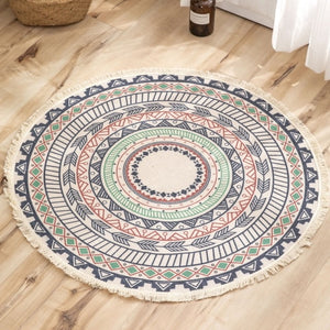 Nordic Ethnic Style Rug Cotton Linen Tassel Floor Mat Boho Round Carpet Home Hotel Living Room For Kids Anti Slip carpet Doormat