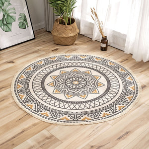 Nordic Ethnic Style Rug Cotton Linen Tassel Floor Mat Boho Round Carpet Home Hotel Living Room For Kids Anti Slip carpet Doormat