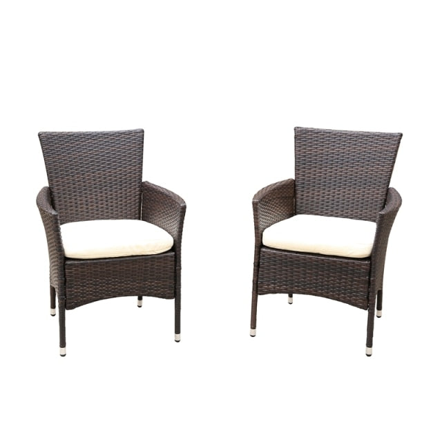 2pcs Patio Rattan Armchair Seat with Removable Cushions