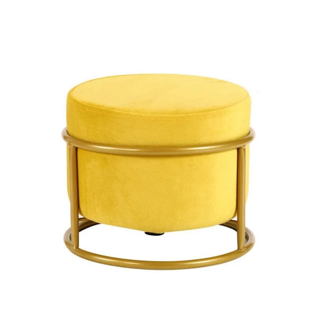 Height Adjustable ! Nordic Luxury Living Room Stool Flannel Chair Cover Solid Color Sofa Pedal Round Stools Ottoman Pouf