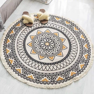 Nordic Ethnic Style Rug Cotton Linen Tassel Floor Mat Boho Round Carpet Home Hotel Living Room For Kids Anti Slip carpet Doormat