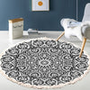 Retro Bohemian Round Carpet Hand Woven Cotton Linen Carpet Rug Bedside Rug Geometric Floor Mat Living Room Carpet Home Decor