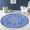 Retro Bohemian Round Carpet Hand Woven Cotton Linen Carpet Rug Bedside Rug Geometric Floor Mat Living Room Carpet Home Decor