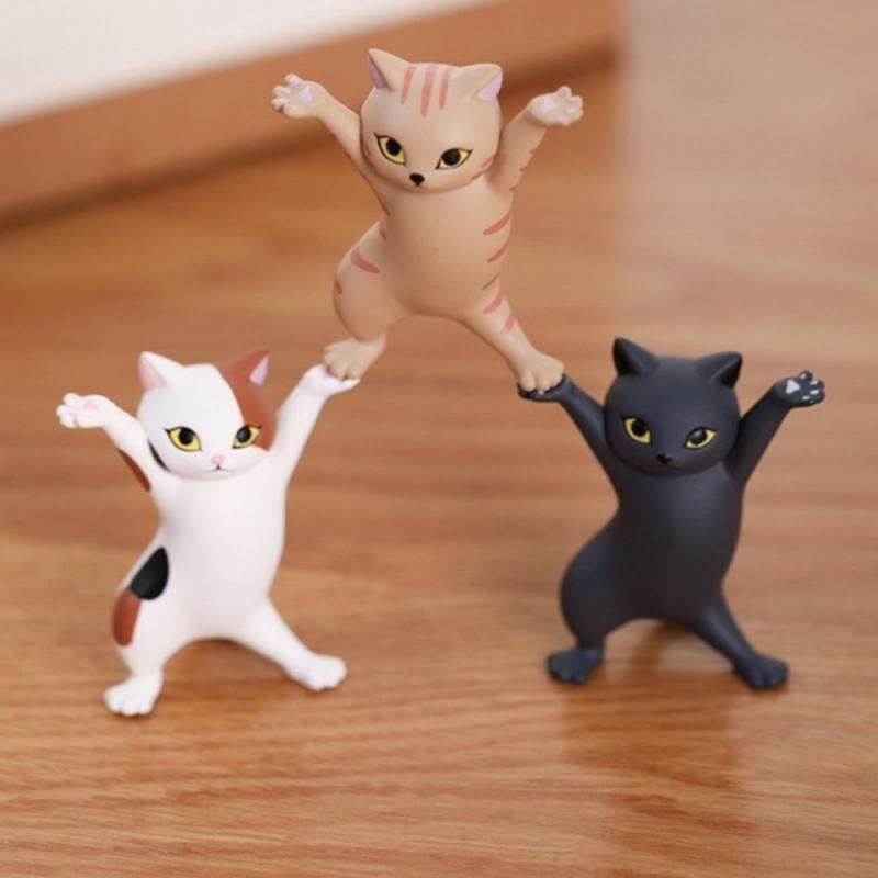 1pc Funny Cat Pen Holder Black Gift Enchanting Pen Holders Toys Weightlifting Cat Kids Adult Doll Toy Home Figurines Decoration