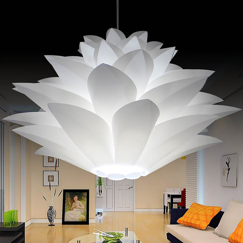 Decorative Lotus Lampshade Ceiling Pendant Light with 110cm/43.3inch Chain for Office Bedroom Restaurant Home ( White )