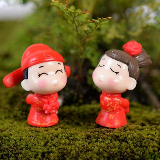 Mini Couple Figures Grandma Grandpa Sweety Lovers Couple Ornament For Fairy Garden Figurines Miniature Home Decoration