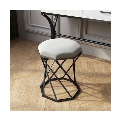 Nordic Stool Household Light Luxury Steel Bar Stool Simple Net Red Fabric Thicken High Round Stool Fashion Golden Stool