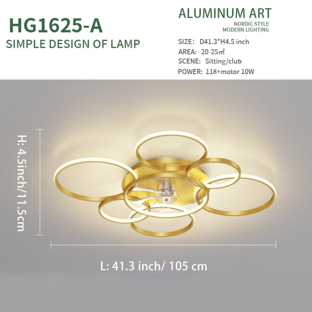 Led Ceiling fan, Modern Simple Style Round Ceiling Lamp, Suitable for Dining Room, Bedroom and Living Room