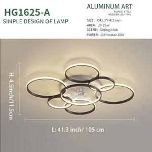 Led Ceiling fan, Modern Simple Style Round Ceiling Lamp, Suitable for Dining Room, Bedroom and Living Room