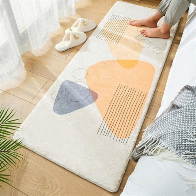 Soft Imitation Cashmere Carpet Bedroom Bedside Rug Bathroom Absorbent Non-Slip Rugs Leaf Print Floor Mat Living Room Door Mats