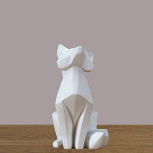 Simple White Geometric Fox Statue