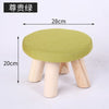 Small Stool Wooden Ottoman with Linen Cotton Cover