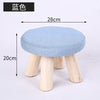 Small Stool Wooden Ottoman with Linen Cotton Cover