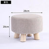 Small Stool Wooden Ottoman with Linen Cotton Cover