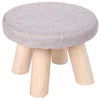 Small Stool Wooden Ottoman with Linen Cotton Cover