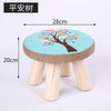 Small Stool Wooden Ottoman with Linen Cotton Cover