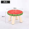 Small Stool Wooden Ottoman with Linen Cotton Cover