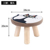 Small Stool Wooden Ottoman with Linen Cotton Cover