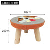 Small Stool Wooden Ottoman with Linen Cotton Cover