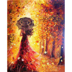 Beautiful Women in Autumn Landscape DIY Painting