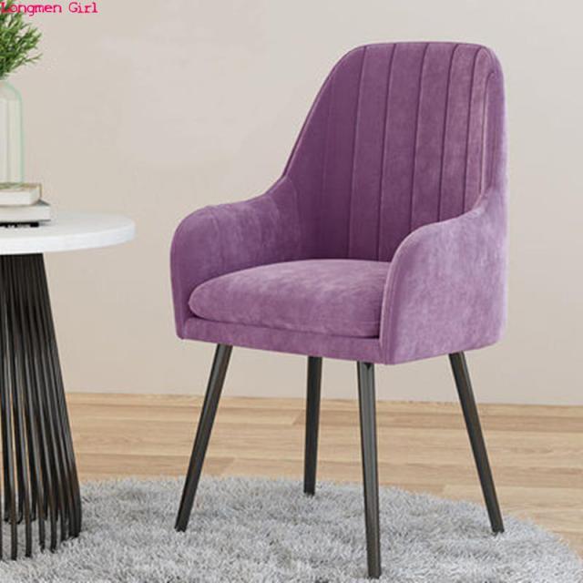 Nordic Modern Luxury Velvet Armrest Backrest Bedroom Dressing Chair Leisure Living Room Balcony Dining Room Nail Chair Furniture