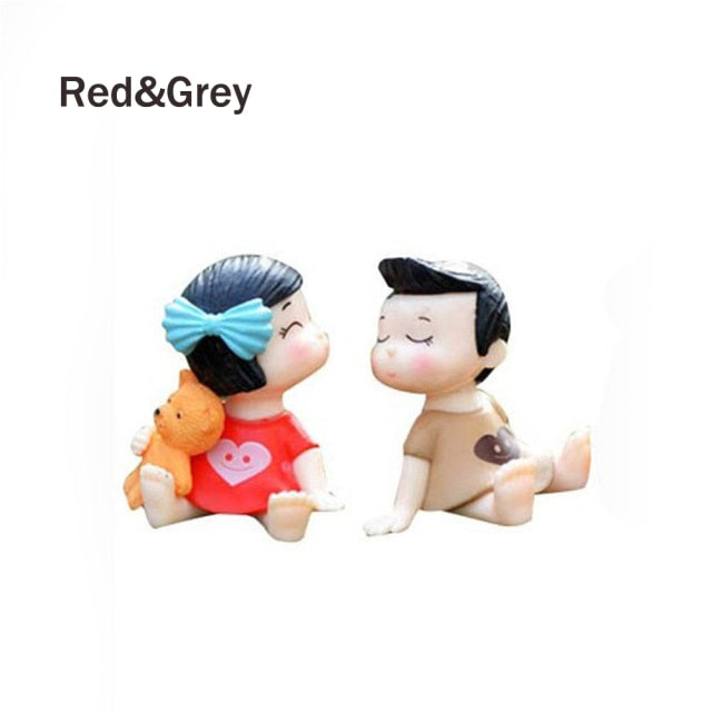 Mini Couple Figures Grandma Grandpa Sweety Lovers Couple Ornament For Fairy Garden Figurines Miniature Home Decoration