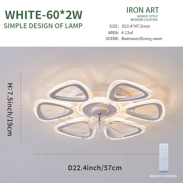 Modern Ceiling Fan Chandeliers Remote Control for Living Room Bedroom Dining Light Ventilador DeTecho Ceiling Fans Light Fixture