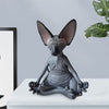 Home Decor Sphynx Cat Meditate Collectible Figurines Miniature Buddha Cat Figurine Animal Model Doll Toys Hairless Cat Figurine