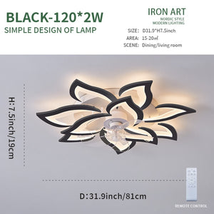 Modern LED Ceiling Fan with Light  Wind Adjustable Speed for Living Bedroom Decor Room Lustre Chandeliers Ceiling Fans Lamp