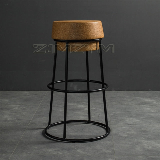 Nordic iron bar chair cork bar chair home shopping mall high foot bar stool creative Cafe Chair