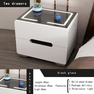 Intelligent Bedside Table Bedroom Storage Cabinet Modern Simple Wireless Charging White Multifunctional Bedside Cabinet