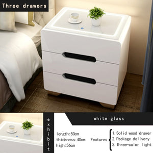 Intelligent Bedside Table Bedroom Storage Cabinet Modern Simple Wireless Charging White Multifunctional Bedside Cabinet