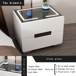 Intelligent Bedside Table Bedroom Storage Cabinet Modern Simple Wireless Charging White Multifunctional Bedside Cabinet