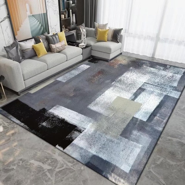 Geometric Carpet for Living Room Velvet Rug Kids Bedroom Bedside Rugs Soft Square Fluffy Carpets Home Sofa Table Decor Mat