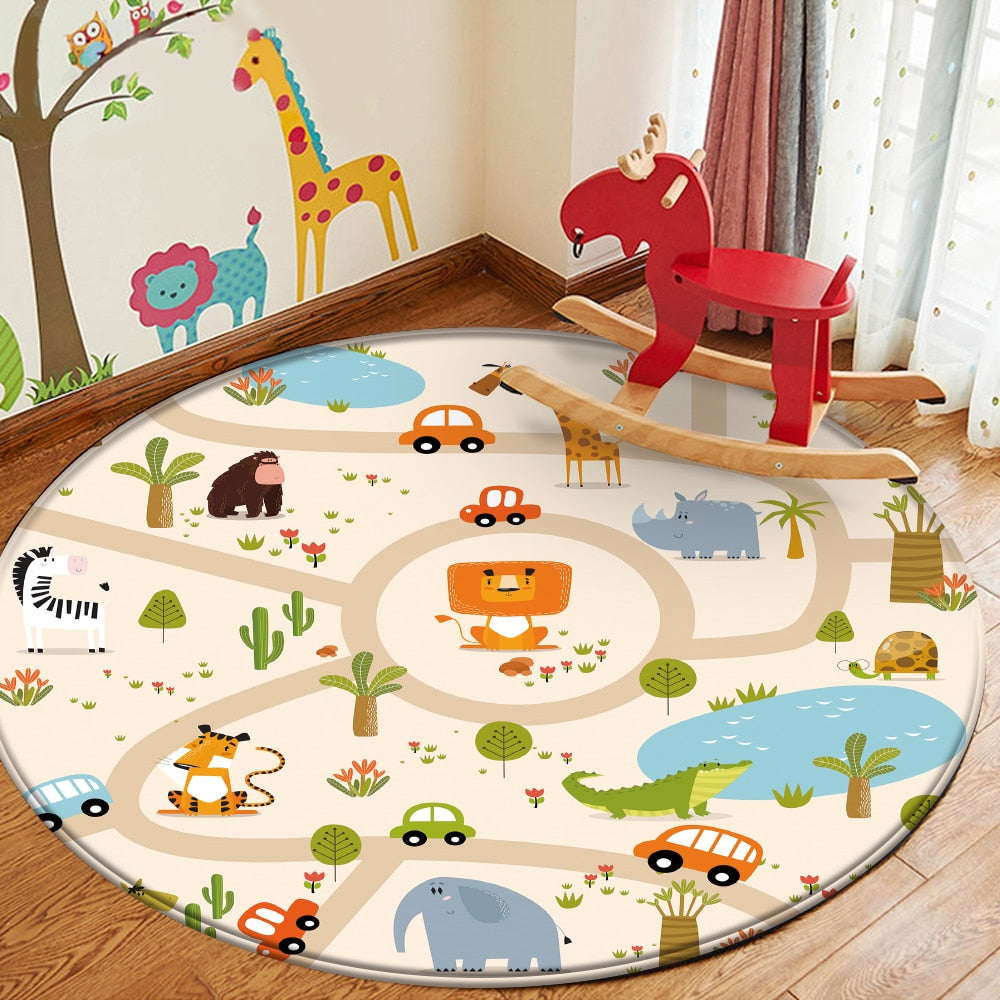 Baby Mat For Children Carpet Round Alfombra Redonda Infantil Flannel Carpet Lovely Pattern Baby Play Mat Rug Mat Carpet Bedroom