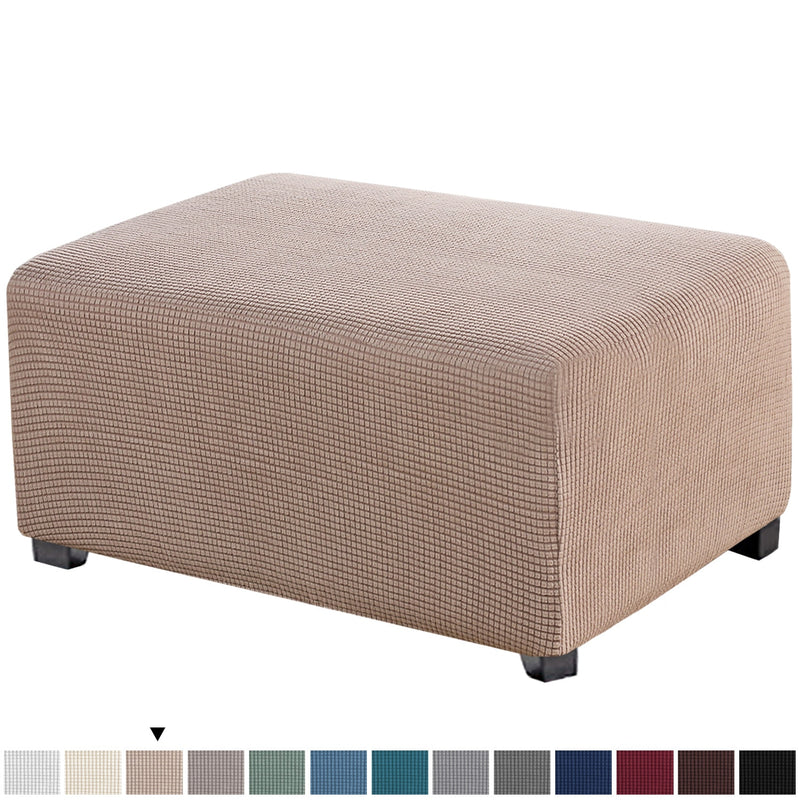 Jacquard Elastic Ottoman Slipcover Footstool Protector Removable Washable Stretch Footstool Storage Sofa Foot Cover