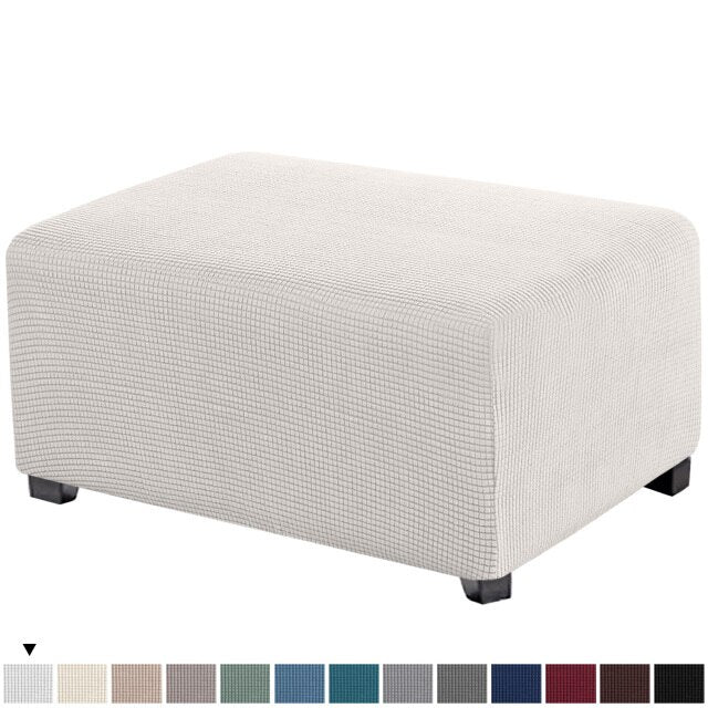 Jacquard Elastic Ottoman Slipcover Footstool Protector Removable Washable Stretch Footstool Storage Sofa Foot Cover