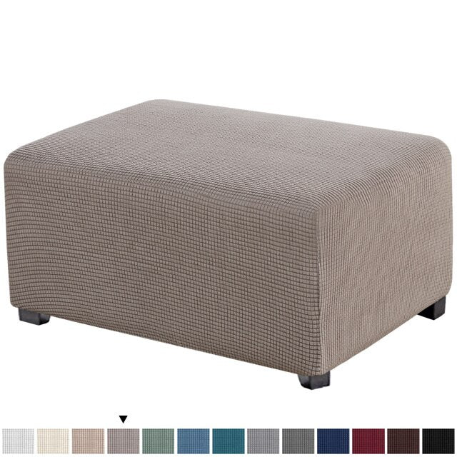 Jacquard Elastic Ottoman Slipcover Footstool Protector Removable Washable Stretch Footstool Storage Sofa Foot Cover