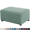 Jacquard Elastic Ottoman Slipcover Footstool Protector Removable Washable Stretch Footstool Storage Sofa Foot Cover