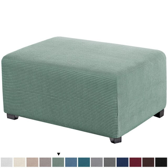 Jacquard Elastic Ottoman Slipcover Footstool Protector Removable Washable Stretch Footstool Storage Sofa Foot Cover