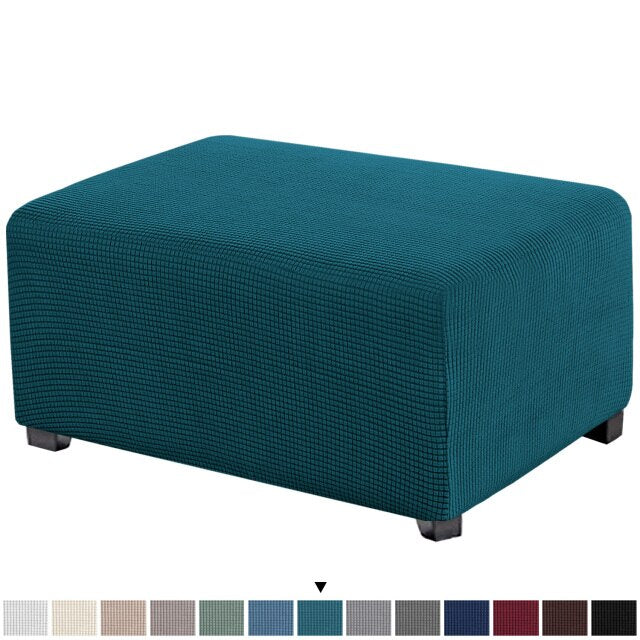 Jacquard Elastic Ottoman Slipcover Footstool Protector Removable Washable Stretch Footstool Storage Sofa Foot Cover