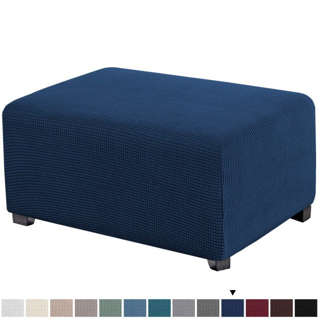 Jacquard Elastic Ottoman Slipcover Footstool Protector Removable Washable Stretch Footstool Storage Sofa Foot Cover