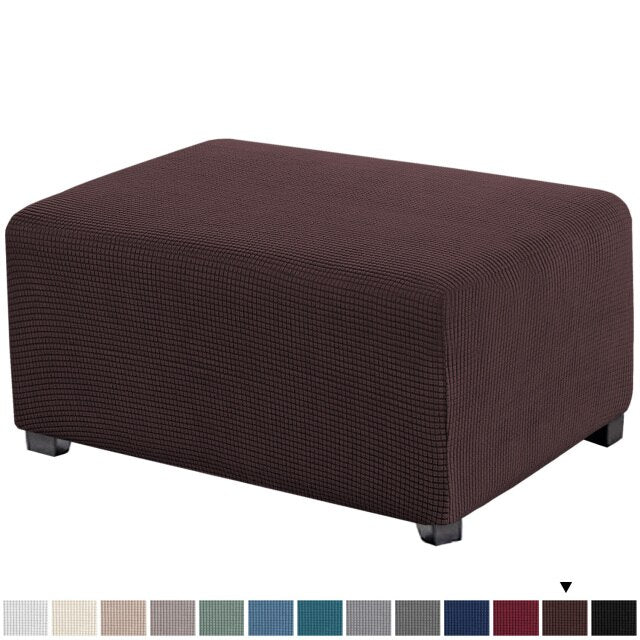 Jacquard Elastic Ottoman Slipcover Footstool Protector Removable Washable Stretch Footstool Storage Sofa Foot Cover