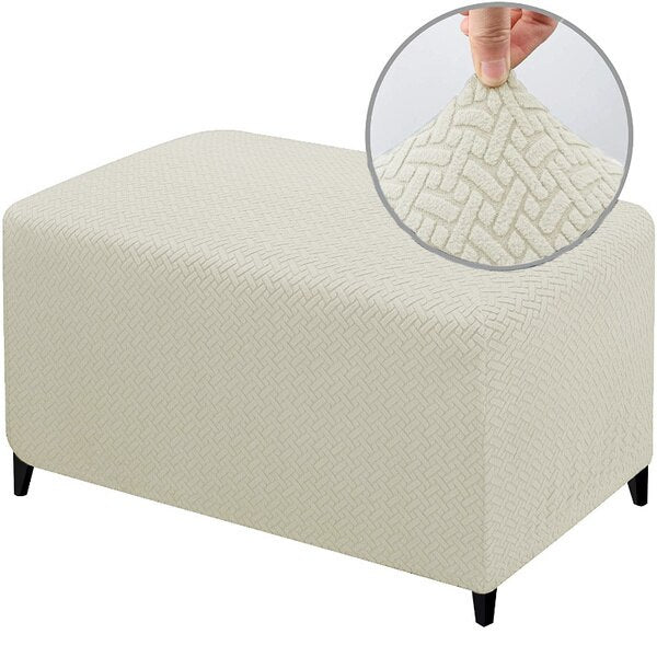 New Design Jacquard Durable Stretch Footrest Ottoman Cover Folding Storage Stool Furniture Protector Soft Rectangle Slipcover