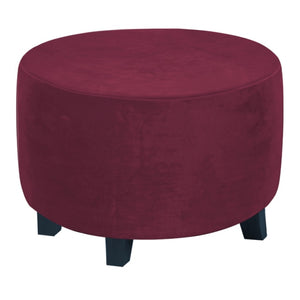 Velvet Plush Stretch Ottoman Slipcover Round Ottoman Cover High Stretch Velvet Footstool Protector Cover for Footrest Furniture