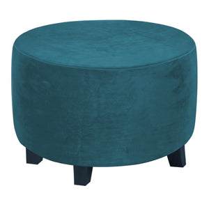 Velvet Plush Stretch Ottoman Slipcover Round Ottoman Cover High Stretch Velvet Footstool Protector Cover for Footrest Furniture
