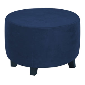 Velvet Plush Stretch Ottoman Slipcover Round Ottoman Cover High Stretch Velvet Footstool Protector Cover for Footrest Furniture