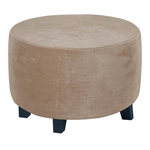 Velvet Plush Stretch Ottoman Slipcover Round Ottoman Cover High Stretch Velvet Footstool Protector Cover for Footrest Furniture
